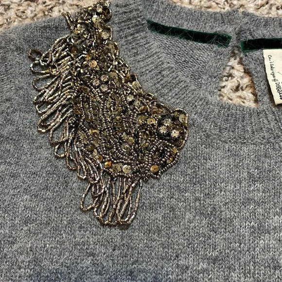 😍 Luxe Angora/Wool Blend Knit Jumper Beaded appliqué on Neckline - Picture 8 of 12